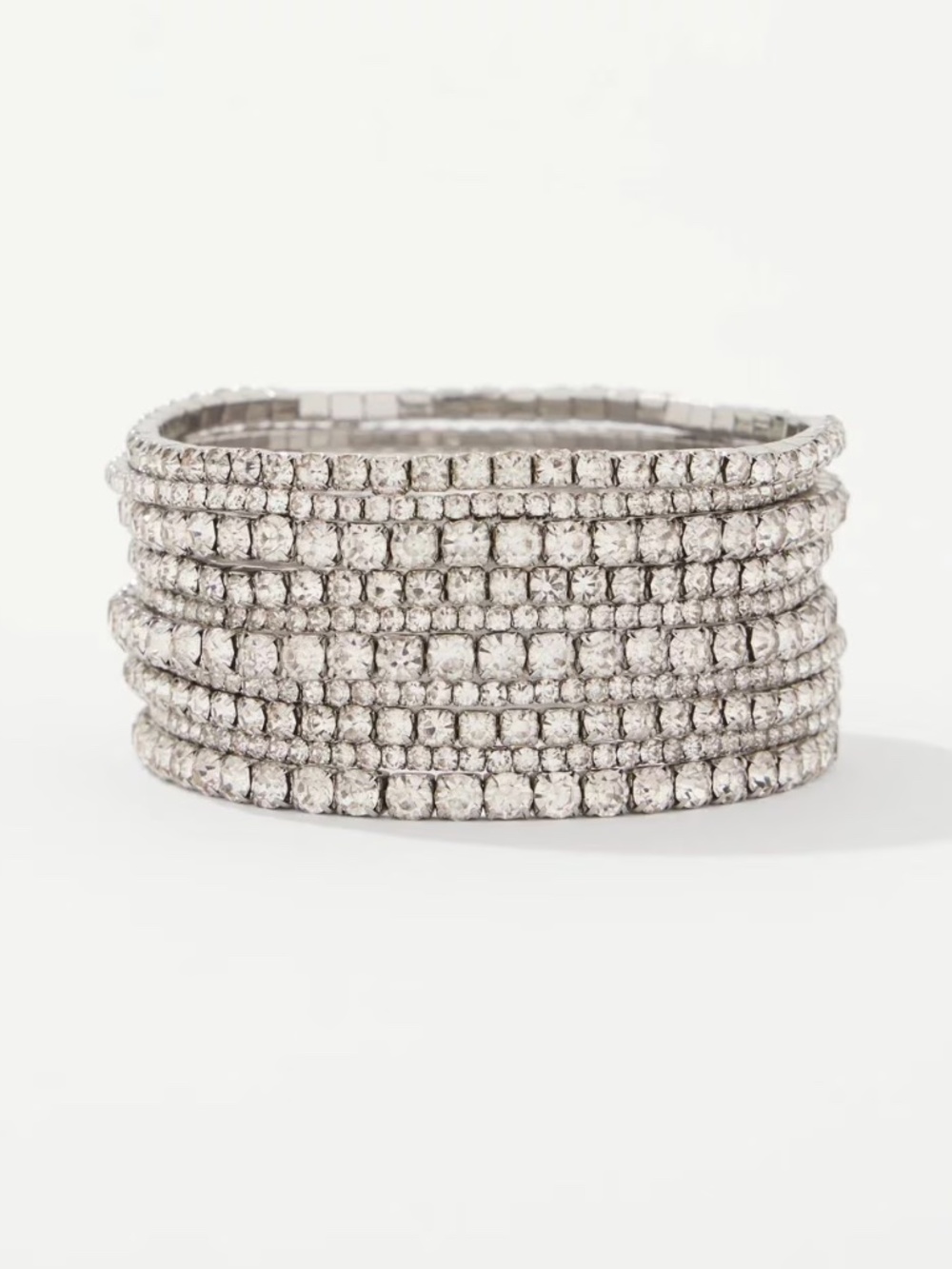 WHBM Rhinestone 10-Pack Stretch Bracelets Silver Tone NWT